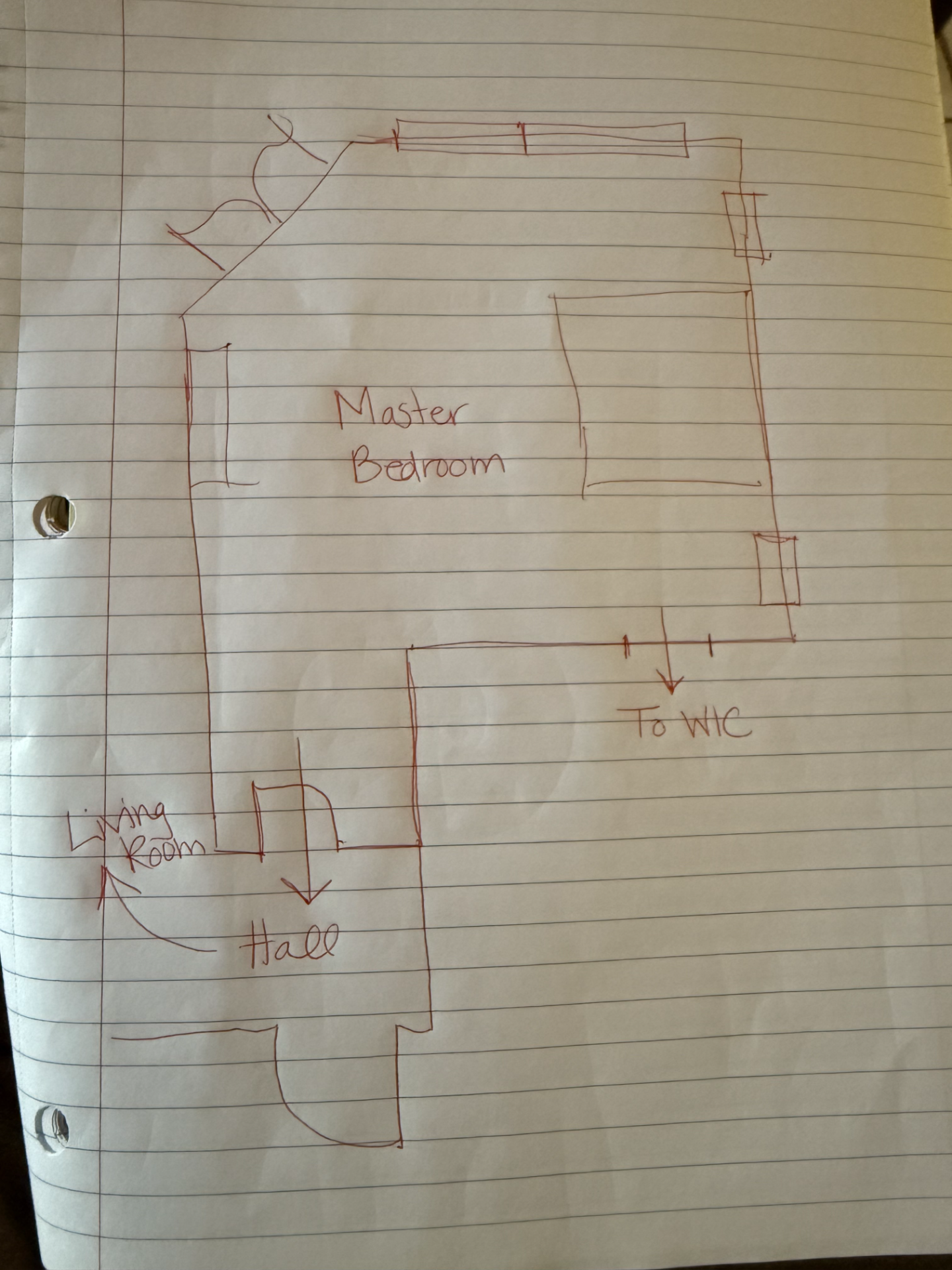 Site Sketch of Master Bedroom Layout